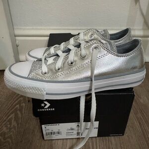 Converse Metallic Silver Low Top Sneakers